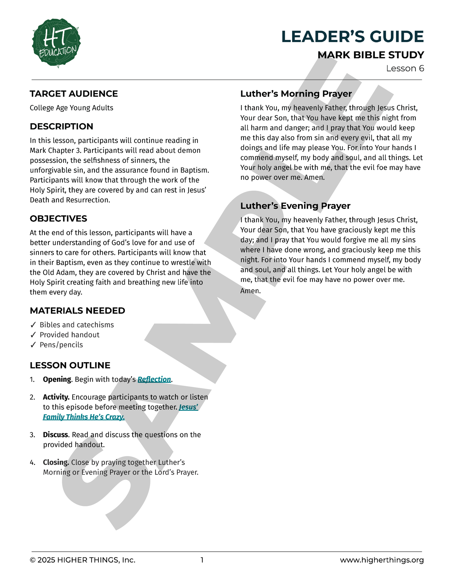 2024-2025 Young Adult and College Bible Study Weekly Subscription